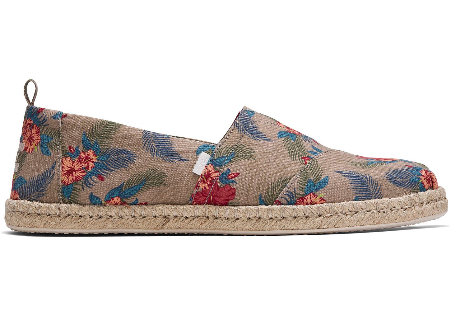 Toms Floral Printed Canvas - Mens Alpargata Espadrilles - Brown - NZ - 860741QNC